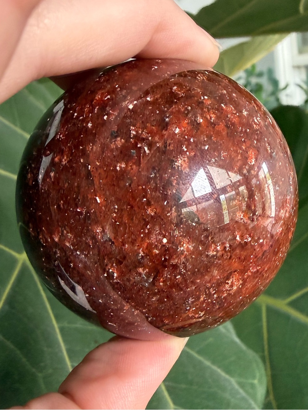 Hematoide Fire Quartz Stone Sphere